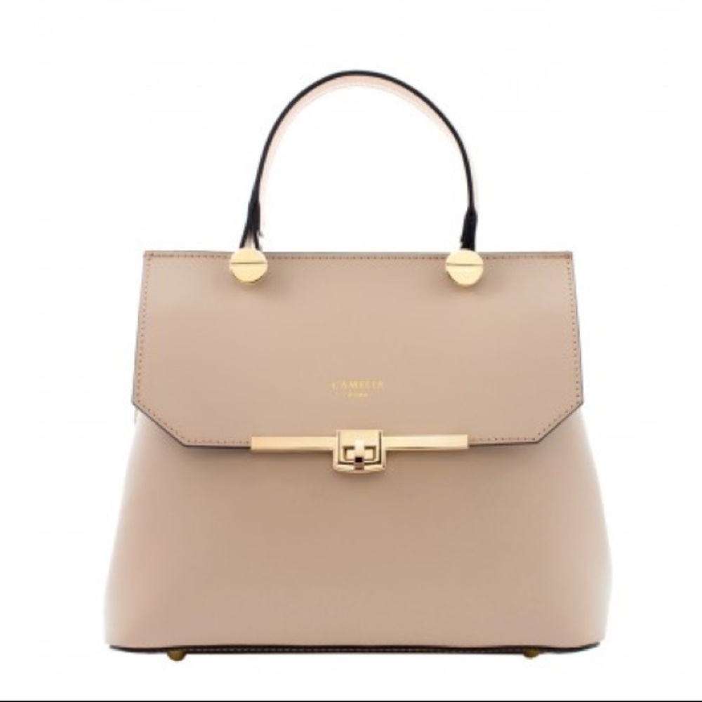 Beautiful nude Italian leather Camelia Roma bag!